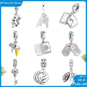 Nieuw zilveren 925 Charms Banana Key Artboard Dange Charm Bead Fit Original Pandora Bracelet Diy Sieraden voor vrouwen