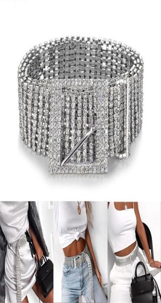 Nouveau argent plein strass Diamante mode femmes ceinture paillettes Corset ceinture Harajuku dames taille charme accessoire taille Y200424865807012737