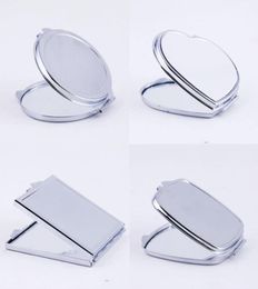 Nouveau miroir de poche Compact et fin en argent, miroir de maquillage rond en métal en forme de cœur, miroir cosmétique à faire soi-même, cadeau de mariage 3307594