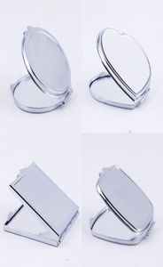 Nieuwe Zilveren Pocket Dunne Compacte Spiegel Lege Ronde Hartvormige Metalen Make-up Spiegel DIY Costmetic Spiegel Huwelijkscadeau1109028