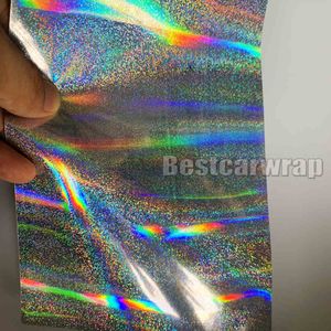 Nouveau !Arc-en-ciel argent néo chromé enveloppe de vinyle holographique pour enveloppe de voiture avec bulle d'air sans voiture couvrant le film graphique 1,52x20m / rouleau