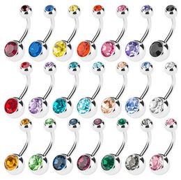 Nouveaux anneaux de nombril en acier inoxydable argentés anneaux de nombril cristal strass barres de piercing bijoux pour femmes bikini bijoux de mode