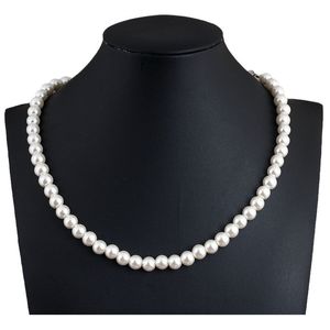 Nuevos collares simples de perlas de imitación de 4/6/8/10/12 MM, gargantilla Vintage, collar para mujer, joyería de moda de amor de boda al por mayor