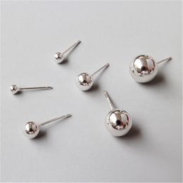 Nuevos pendientes sencillos de Plata de Ley 925 con bola redonda para mujer, joyería para Piercing en la oreja, pendientes Brincos, joyería fina