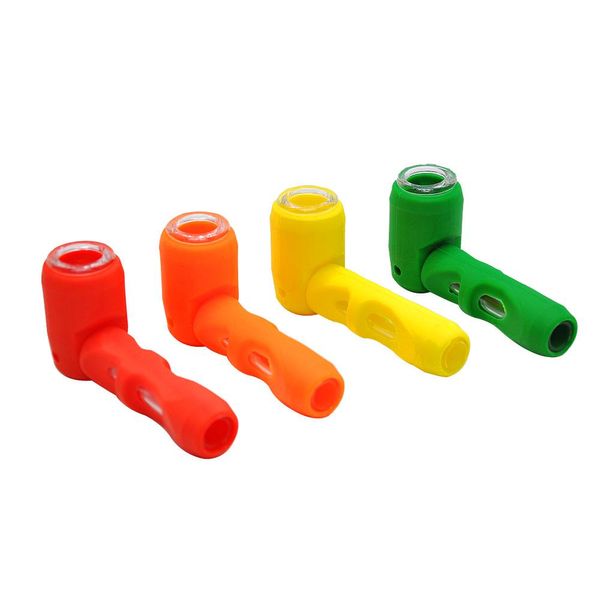 Pipe en silicone de conception simple avec bol en verre VS 112 MM Pipes à tabac Pipes en silicone pour fumer portable Mix Color Wholesale