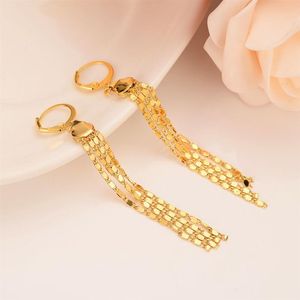 Nouvelle mode simple 14 k fine vendue jaune en or fille remplie de filles de grande taille de longue chaîne minces de boucles d'oreilles minces 290w