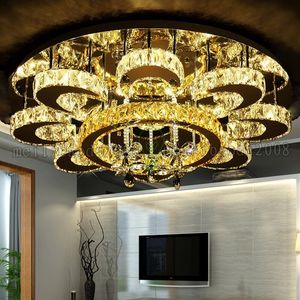 Nouveau Simple LED Fleur K9 Cristal Plafonniers Ronds Haut De Gamme Éclairage Pour Chambre Salon Salle D'étude Villas Restaurant Hôtel