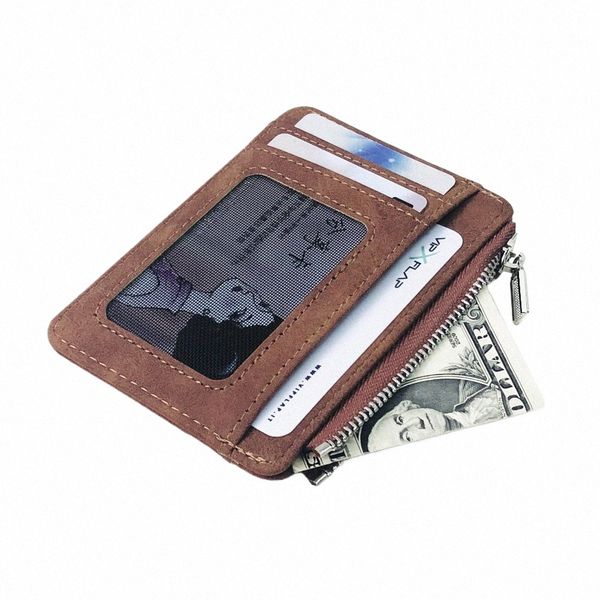 NOUVEAU MINI MINI MEN MEN SUPPORT DE COUIR AVEC COIN POCKET Small Credit Card Carte Holder Slim Man's Purse for Bank Cards Id Card Case 20Je #