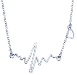 Simple Notes ECG Heart Frequency Collarbone Ketting Hart Feel Pendants Trui Kettingen voor Meisjes Dames Gift