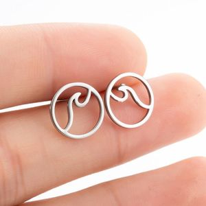 Nouveau Simple Boucles D'oreilles Vague Ronde pour Femmes Boucles D'oreilles En Acier Inoxydable Ocean Beach Bijoux De Mode Boucles D'oreilles Pendientes Brincos