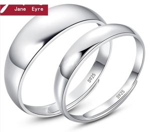 Nouveau Simple Surface Lisse Amoureux Anneau De Mode Ouverture Bouche S925 Bijoux En Argent Sterling Couple Bagues Pour Les Fiançailles De Mariage