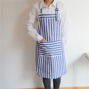 Nouveau simple rayé pur coton taille cuisine antisalissure tablier cuisson café bar travail vêtements taille ceinture courrier 6575 cm