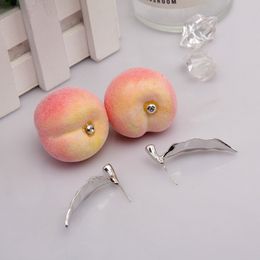 Nouveaux boucles d'oreilles pour femmes de fruits simulés grandes boucles d'oreilles de pêche feuilles de petits fruits réalistes PH-08