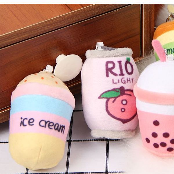 Taza de té de leche de fruta bonita de simulación nueva, muñeco de peluche, muñeco de limón, mochila, accesorios colgantes, muñeco de máquina de agarre al por mayor