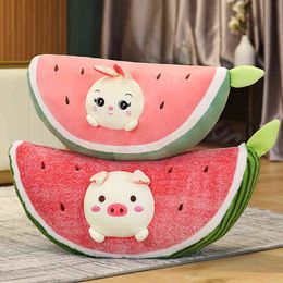 Nieuwe simulatie watermeloen roze zacht gevulde pluche kussen eten fruit knuffelen naar beneden katoenen decor plushie kinderen schattig cadeau j220704