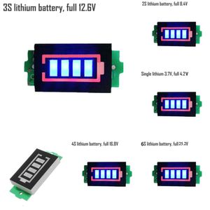 Nouveau module indicateur de capacité de batterie au lithium de 3,7 V unique Li-ion 1S - 6S 4.2 V Affichage bleu Testeur d'alimentation du véhicule électrique