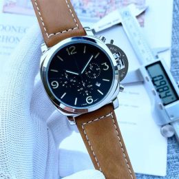 Nouveau Six points de luxe montres pour hommes tout cadran travail montre à quartz de haute qualité Italie Top marque chronographe militaire horloge leath196b