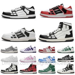 NOUVEAU Skel Top Low Casual Chaussures Designer Baskets Hommes Bas Véritable Cuir Os Runner Noir Gris Blanc Vert Lilas Lime Rouge Hommes Femmes Baskets De Sport De Luxe