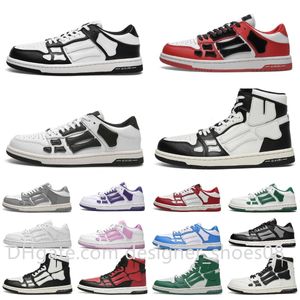 NUEVO Skel top low Zapatos casuales Zapatillas de deporte de diseñador para hombre Bajo Cuero genuino Huesos Corredor Negro Gris Blanco Verde Lila Lima Rojo Hombres Mujeres Entrenadores deportivos de lujo