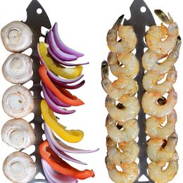 Nouvelles brochettes barbecue réutilisable Grill en acier inoxydable kebab barbecue de camping outils