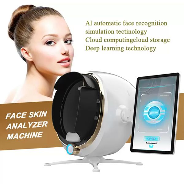 NUEVO Sistema de diagnóstico de piel Prueba en varios idiomas Acné facial Poros Máquina de análisis de escáner de humedad Analizador de piel de 36 millones de píxeles con pantalla táctil de 21,5 pulgadas