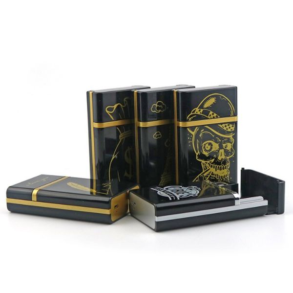 Nueva caja de cigarrillos Skull Kit de encendedor Shell Plástico Aluminio Diseño innovador portátil Caja de almacenamiento de carga Torta caliente de alta calidad sin DHL