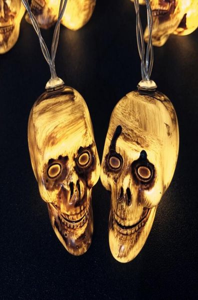 Nouveau crâne tête Halloween éclairage crâne squelette décoratif chaîne lumières fantôme Festival LED petites lumières 4046386