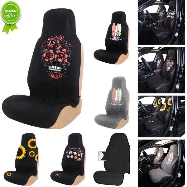 Cojín para asiento de toalla con estampado de Calavera, alfombrilla de playa, fundas de asiento delantero antisuciedad, Protector de asiento de ajuste Universal, alfombrilla para mascotas, estilo deportivo para coche, 1 unidad