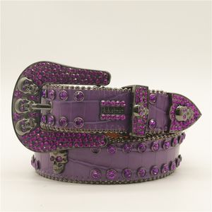 Nieuwe Skull Rhinestone Belts Men Women Punk Style ingelegde mode jeans riem