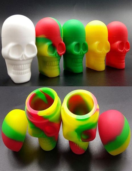 Nuevos frascos de silicona pequeños con forma de calavera, recipiente para cera para dab, recipiente de silicona antiadherente de 15 ml, herramienta para dab personalizada de silicona de grado alimenticio sto6773932