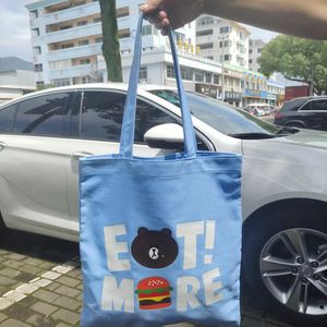 Nieuwe hemelsblauw herbruikbare ecofvriendelijke opslagtassen die kloppen aan uw winkelwagen canvas opvouwbare boodschappentassen schattige beer eten meer eco winkelen totte 36x38cm