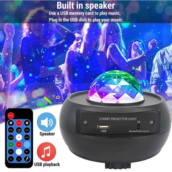 Nuevo proyector Sky Laser Star, proyector de luz nocturna Ocean Wave con altavoz Bluetooth para el hogar, niños, adultos, decoración de la habitación