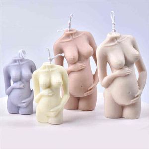 Nuevo molde de vela corporal para mujer embarazada con hombro inclinado, Kit de fabricación de velas de aromaterapia para mujer, molde de jabón, moldes de resina, molde de arcilla H1222258Z