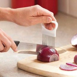 Nieuwe Slicers Roestvrijstalen Tomaat Uien Groenten Slicer Snijhulp Houder Guide Snijden Snijder Veilige Vork