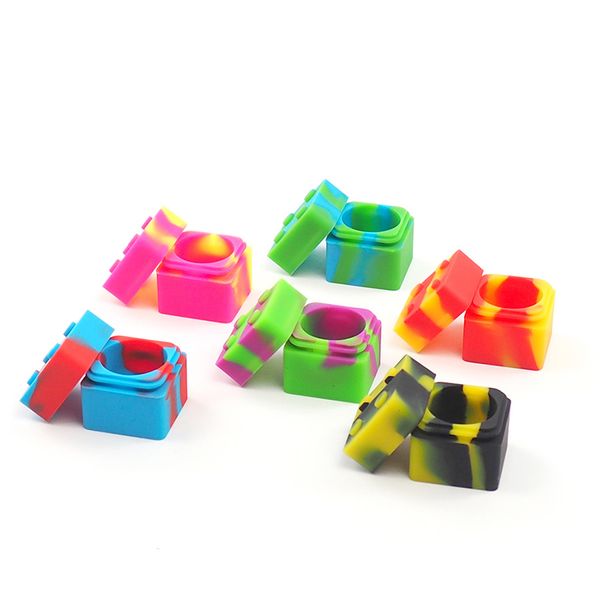 Nouveaux accessoires antiadhésifs lisses contenants en silicone couleurs mélangées pour huile de cire bocaux en silicone Dab Box conteneur cire de cigarettes électroniques