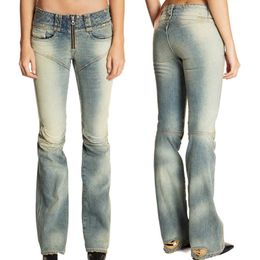 Nouveau Slim Bootcut Fit Vintage Wash bleu Denim pantalon taille basse femmes jean