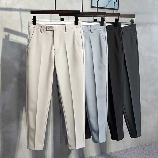 Nuevos pantalones delgados pantalones elásticos pantalones de talla grande clásico sólido color sólido ropa casual traje formal