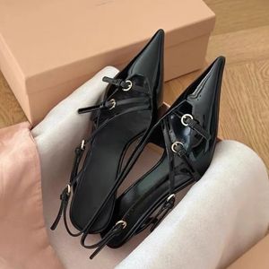 Nieuwe Slingback Sandalen 10 cm Conical Heel Pumps hakken 5,5 cm kitten hak lederen luxe designer ontwerper kleding schoenen feest trouwavond schoenen schoen 35-42 met doos