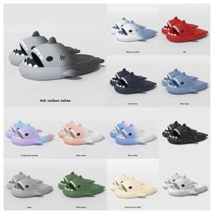 Nieuwe slippers zomer 2024 Designer Shark Sliders Men Women Slides Blue Memory Foam Sandals Soft Dikke kussen Slipperwolk binnenshuis buiten