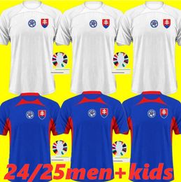 Nouveau maillot de football Slovaquie 24 25 Home Blue Away White Blue White Football Shirt 2024 2025 HOMMES ET ENFANTS KIT ADULT