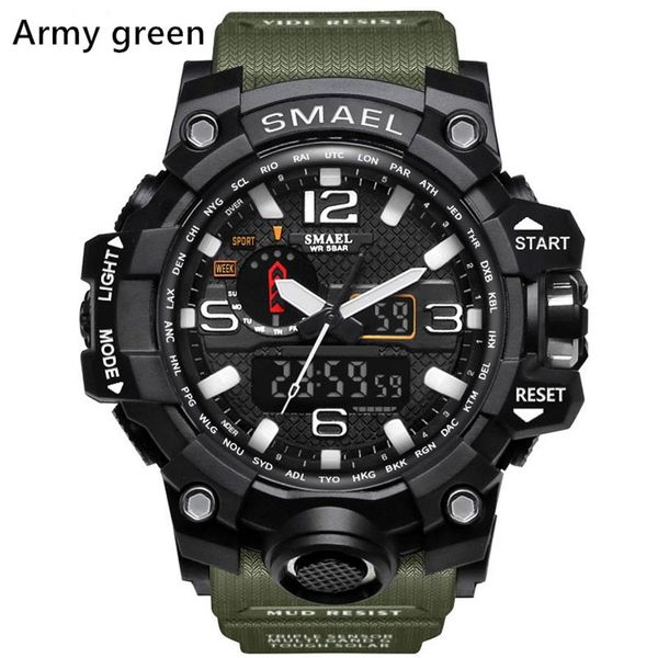 Les montres sportives masculines New Smael Relogio ont conduit Chronograph Wristwatch Military Watch Digital Watch Good Gift for Men Boy D263C