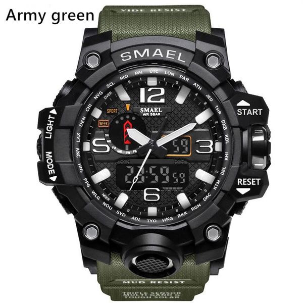 Les montres sportives masculines New Smael Relogio ont conduit Chronograph Wristwatch Military Watch Digital Watch Good Gift for Men Boy D292F
