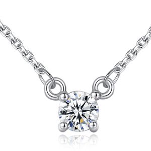 Collier pendentif classique S925 argent quatre griffes 3A Zircon collier exquis mode européenne femmes haut de gamme collier chaîne de mariage bijoux accessoires cadeau SPC