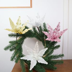 Nouvelle petite Imitation de fleur de noël, décoration de maison, accessoires de mariage, tissu doré brillant, tir de fleur, accessoires de fleur d'imitation