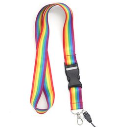 Nieuwe kleine groothandel 10 stks Populaire Rainbow Sport Logo Mobiele Telefoon Lanyard Verwijderbare sleutelhangers Badge Hanger Party Gift Gunsten Gratis Verzending