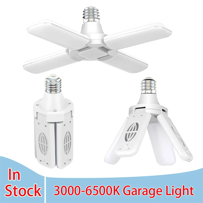 New Smart Home Control Foldable LED Garage Light E27 Home Ceiling Lamps 3/4 Blade Angle Adjustable Lights Lamp Cold/Warm White 3000/6500K