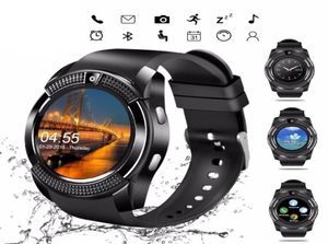 Nieuwe Smart Horloge V8 Heren Bluetooth Sport Horloges Dames Dames Rel Smartwatch met Camera Sim-kaartsleuf Android Telefoon PK DZ09 Y1 A1 Re19681766912