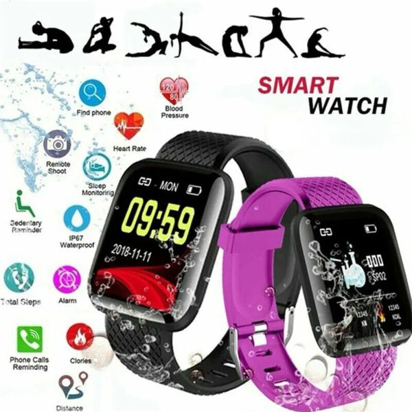 Nuevo Smartwatch Men 116Plus Presión arterial impermeable Smart Women Monitor de frecuencia cardíaca Fitness Tracker Sport para Android IOS