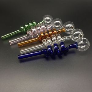 Bruciatore a nafta in vetro Pipa a spirale Manico Tubi Gorgogliatore Pipa Pyrex Accessori per fumatori per bong dab rig