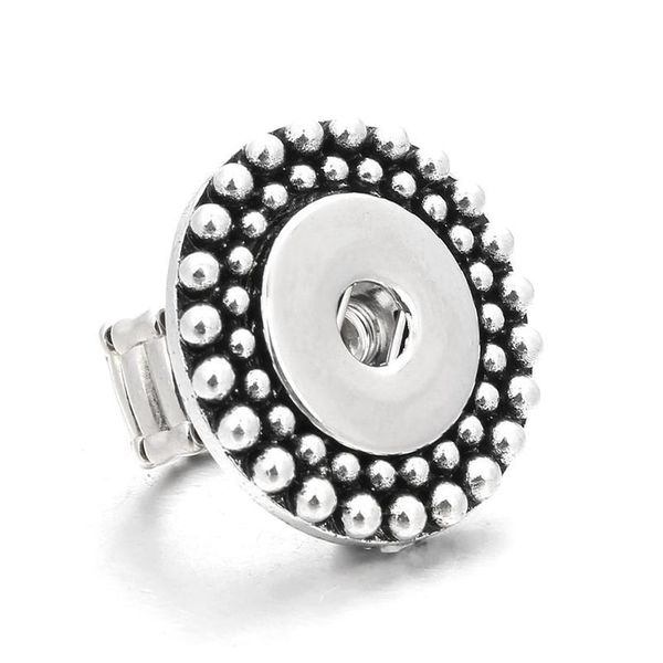 Nueva joyería de anillo a presión Diy Crystal 18mm Metal Snaps Button Ring Diy Anillos ajustables para mujeres Fitting jllguF